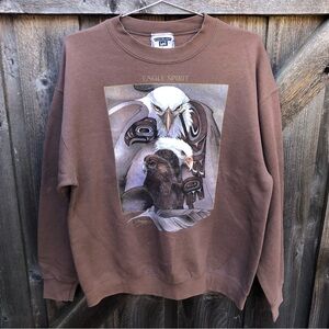 Lee Heavyweight Vintage Brown Sweater with Eagle Decal